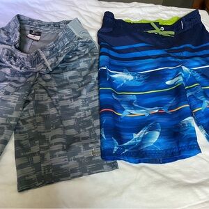 Nike Boys Gray unlined shorts boys 10-12 ZX swim baggies lined for swim